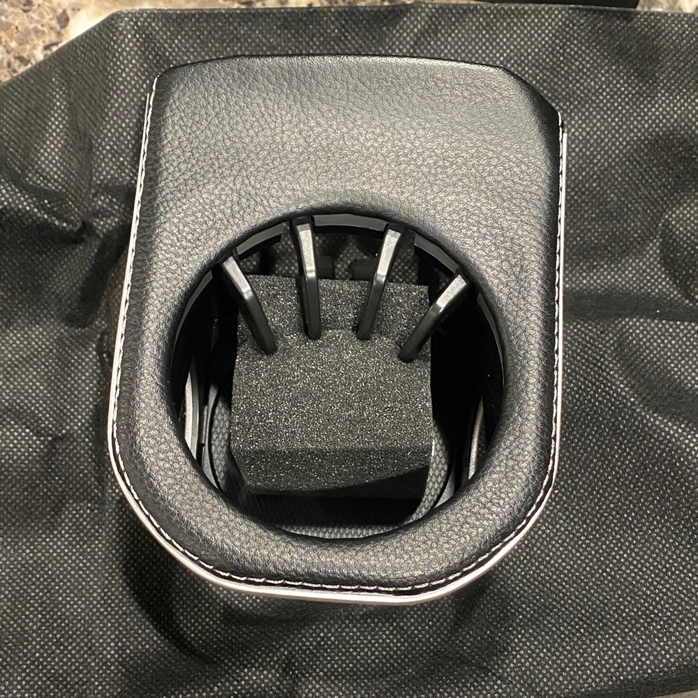 Sleek Black Leather car cup holders